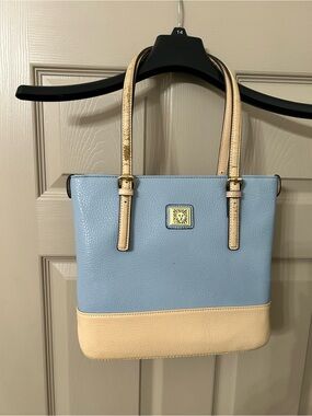 Anne Klein Light Blue and Cream Two-Tone Shoulder Tote
